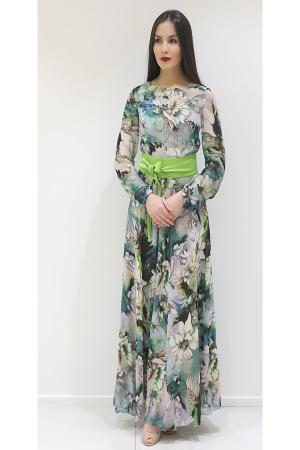 Платье  - зеленый, белый  цвет