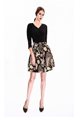 Платье  - черный, светло-коричневый, светло-оранжевый  цвет