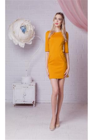 Платье  - горчичный  цвет