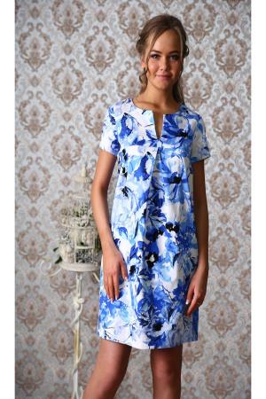 Платье до колена  - синий, голубой, белый  цвет