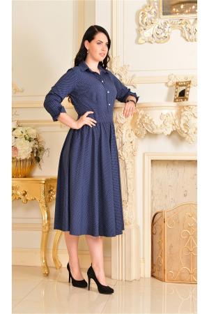 Платье  - темно-синий, белый  цвет