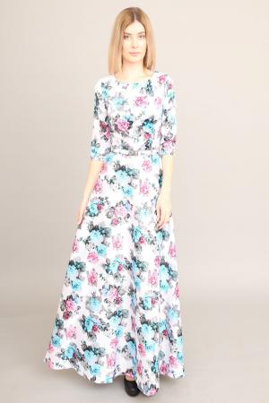 Платье  - голубой, красный, белый  цвет