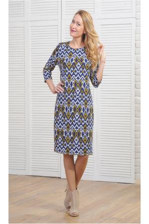 Платье  - синий, желтый, белый  цвет