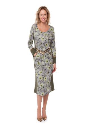 Платье  - серый, салатовый  цвет