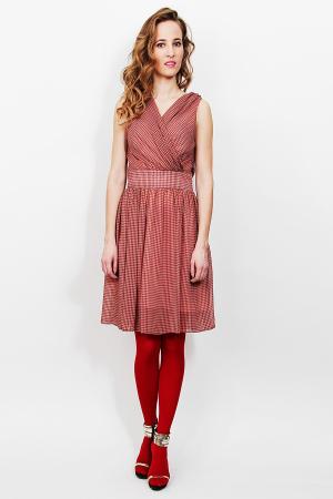 Платье  - красный, серый  цвет