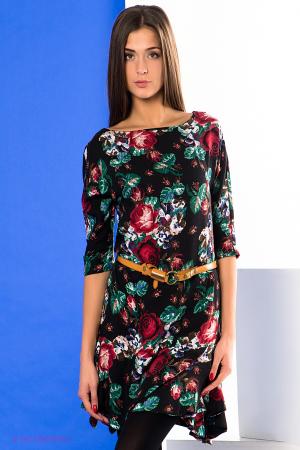 Платье  - черный, зеленый, красный  цвет