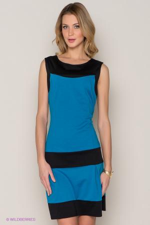 Платье  - лазурный, черный  цвет