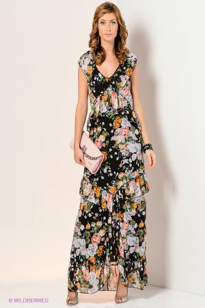 Платье  - черный, оранжевый, розовый  цвет