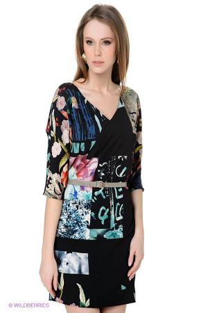 Платье  - бирюзовый, черный  цвет