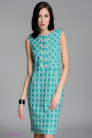 Платье  - зеленый, светло-бежевый  цвет