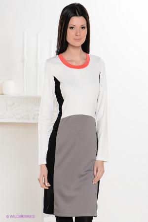 Платье  - серый, белый, черный  цвет