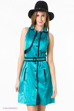 Платье  - бирюзовый, черный  цвет