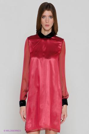 Платье  - коралловый, черный  цвет