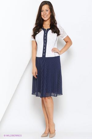 Платье  - синий, белый  цвет