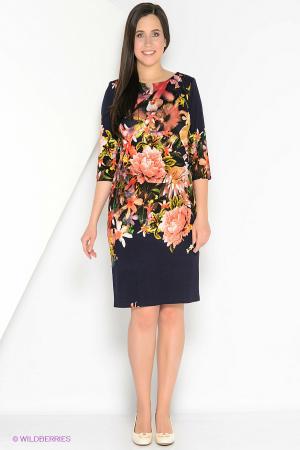 Платье  - коралловый, белый, синий  цвет