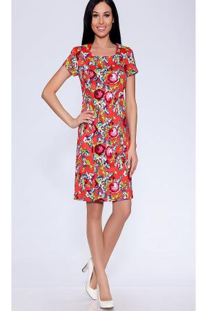 Платье  - оранжевый, светло-зеленый, бордовый  цвет