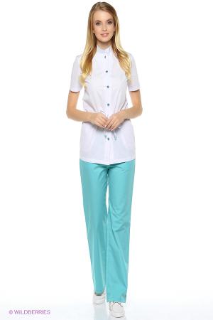 Блуза  - белый, морская волна  цвет