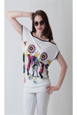 Туника  - черный, белый  цвет