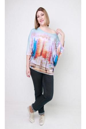 Туника  - коричневый, голубой, светло-голубой  цвет