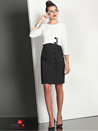 Платье  - белый, черный цвет