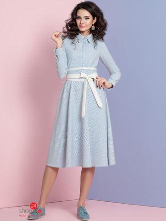 Платье  - голубой, белый цвет