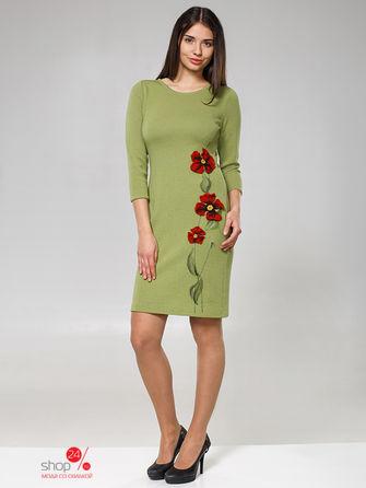 Платье до колена  - зеленый цвет