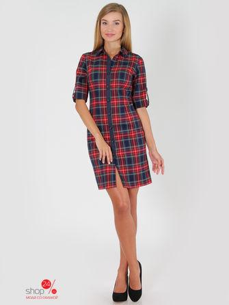 Платье  - красный, темно-синий цвет