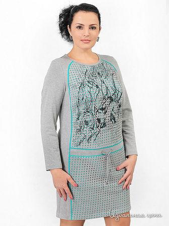 Платье  - серый, бирюзовый цвет