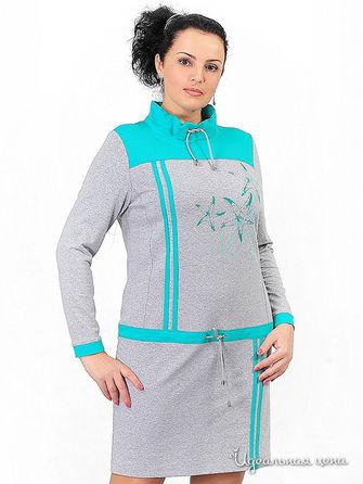 Платье  - серый, бирюзовый цвет