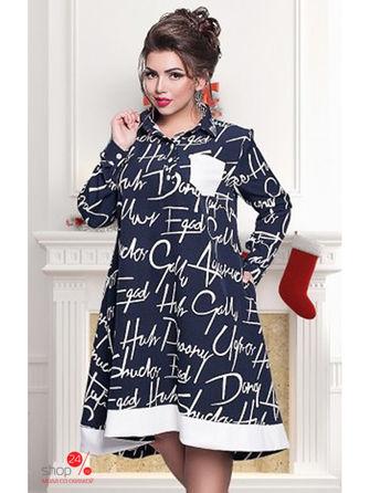 Платье  - темно-синий, белый цвет