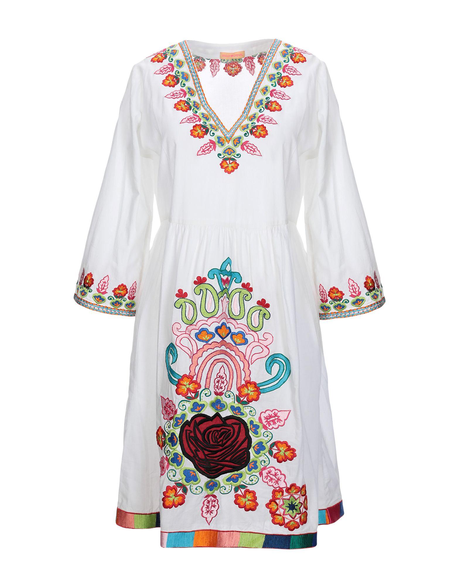 Короткое платье  - Белый,Серый цвет